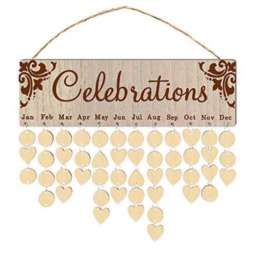GOZAR Träfödelsedag Påminnelse Kalender Board Nedräkning Hantverks Dagar Att Komma Ihåg Tracker Plaque Wall Hanging Sign-C