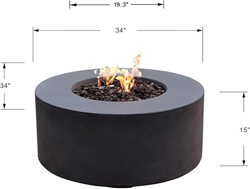 Miniatura 3 de Modeno Mesa de fuego de propano de 34.3 pulgadas, muebles de patio al aire libre, mesa de fuego, hormigón con quemador de acero inoxidable - Venecia