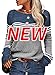 Danedvi Womens Fall Fashion 2025 Sweaters Colorblock Lightweight Striped Crewneck Winter Trendy Pullover Tops Gray
