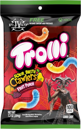 Image of Trolli Sour Brite Crawlers Candy, Fruit Punch, Sweet and Sour, Gummy Worms, 7.2 oz (Pack of 5)