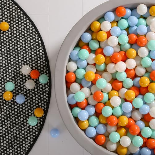 GOGOSO Cream Ball Pit Balls 100 Balls, 2.2 Inch Ball Pool Balls for Baby Fun Toys, Different Shaped for Toddler Ball Pit, Boys Girl Kids Birthday, Tent,Slides, Cream Yellow