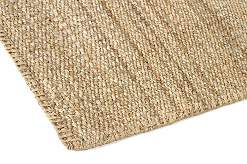HAMID - Jute Teppich, Granada Teppich 100% Natürliche Jutefaser Handgewebt, Weicher Teppich und Hohe Festigkeit für Wohnzimmer, Esszimmer, Schlafzimmer, Flurteppich - Natürlich (70x50cm) - 4