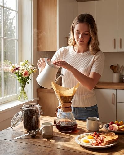 Image of AGOGO Pour Over Coffee Maker Set, 34oz Diamond Style, 50 Paper Filters | Barista kit for home kitchen, Cafe, Camping & Office; 20oz-40oz Classic, Slim, Diamond styles; Includes brush & towel.