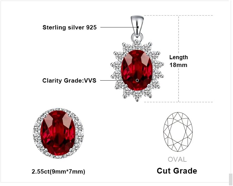 JewelryPalace Princess Diana Kate Middleton Natural Amethyst Citrine Garnet Peridot Topaz Created Ruby Sapphire Simulated Emerald Pendant Necklace for Women, 925 Sterling Silver Gemstone Jewelry Set - Image 2