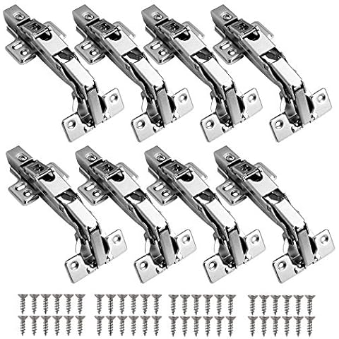 8 PCS Soft Close Kitchen Cabinet Hinges, Kamtop 165 Degree Full Overlay Door Hinges with Screws, Furniture Concealed Combination Warerobe Hinges Mute Cupboard Hinges Clip-on Hinge,Cold Rolled Steel Cover