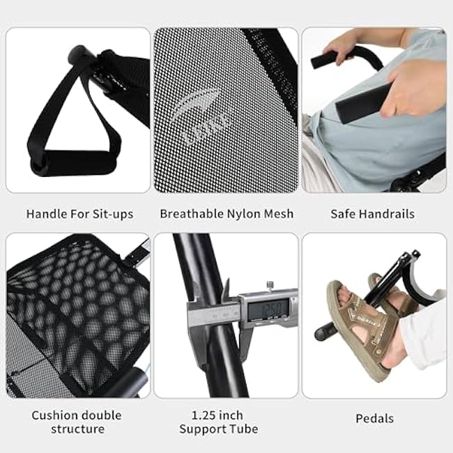 leikefitness Ab Exercise Chair Core Strengthening Lightweight Foldable Sport Abdominal Exerciser Strength Training Inversion Equipment (Black)