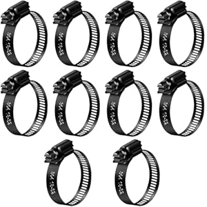 Jeboler Schwarz Schlauchschellen 18-32mm, 10 Stk Sschlauchschellen Pool Edelstahl, Klein Schlauchklemme Rohrschelle Sortiment Schlauchbinder für Haus Gas Rohr, Gartenschlauch
