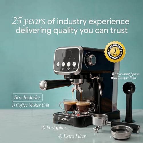 Image of BM101 Espresso Coffee Maker Machine for Home & Office with Milk Frother I Cafe Style Latte, Cappuccino & Other Beverages I 1350 Watts, 20 Bar Pump 1.2 Ltr. Water Tank I 1 Yr Warranty