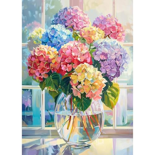 Image of Kaixine Floral Stamped Cross Stitch Kits, Colorful Flowers Cross Stitch Ornament Kits for Adults Beginners, Counted Embroidery Needlepoint Kits Home Decor 12x16 Inch