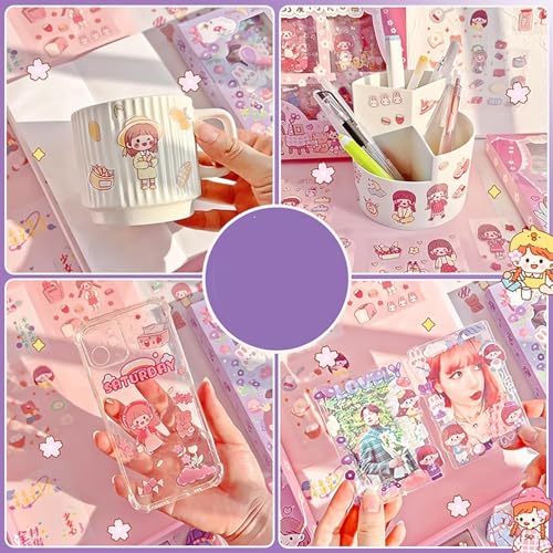 Image of FAMOUS QUALITY Sweet Party Theme Kawaii Self Adhesive Floor Stickers -100 Sheets Cute Washi for Project, Japanese Style Girls Sticker Set, Scrapbooking, DIY Arts Crafts 18 x 18 x 2 cms,