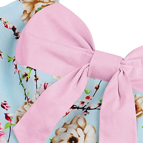 Image of Women Vintage Polka Dot 1950s Rockabilly Halter Audrey Dress Retro Floral Evening Cocktail Swing Dress