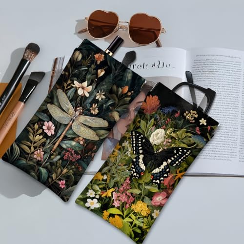 Image of Eyeglasses Sunglasses Case PU Soft Squeeze Top Glasses Pouch for Women Men,Animal Pattern Portable Anti Scratch