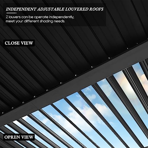 Onlyctr Outdoor Louvered Pergola 10'×10', Aluminum Louvered Pergola, Aluminum Outdoor Deck Gazebo With Adjustable Roof, For Garden, Patio, Backyard, Lawns, Beach (10' × 10', Black) #TOP3