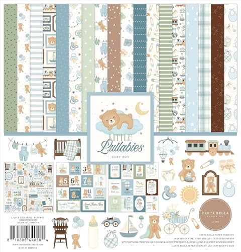 Carta Bella Little Lullabies Baby Boy Collection Kit Scrapbooking Kit