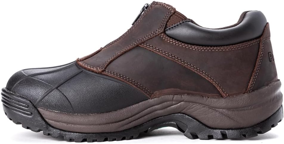 Propét Mens Blizzard Ankle Zip Snow Boot, Brown/Black, 10.5 US