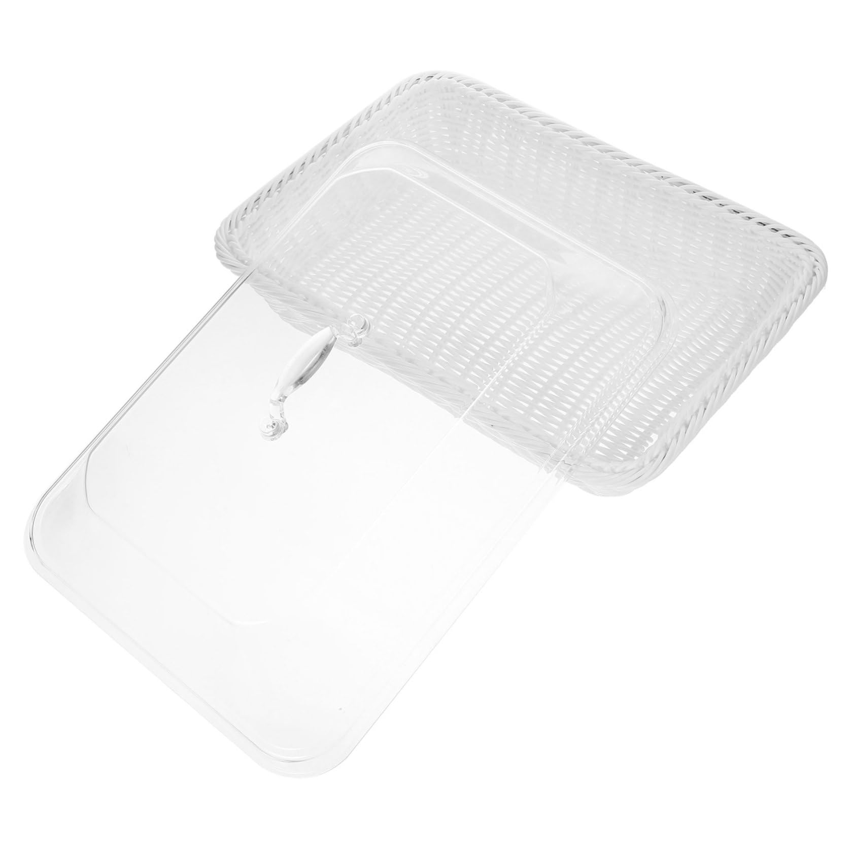LABRIMP Cesta De Pan De Imitación De Ratán Cesta Tejida Para Cocina Bandeja Para Servir Frutas y Verduras Con Tapa Para Mesa De Centro