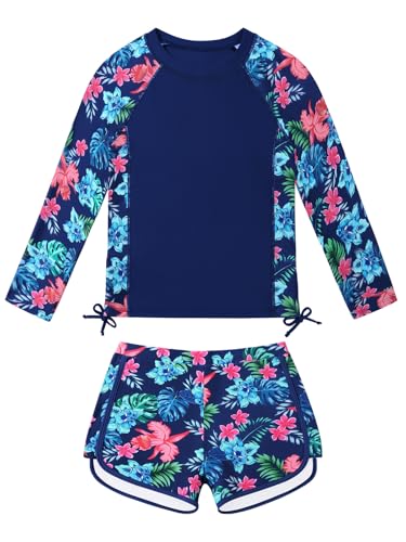 URMAGIC Girl Bathing Suit Kid Swimsuit Rash Guard Swimwear 10-12