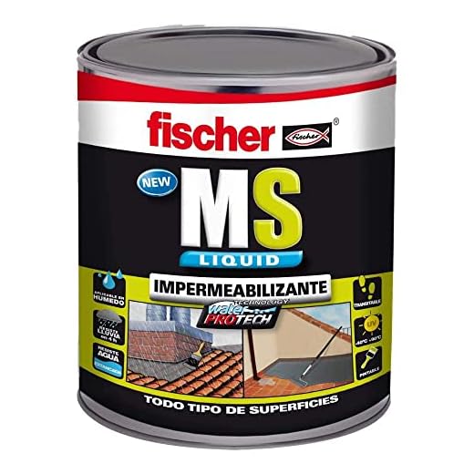 fischer - Pintura impermeabilizante (cubo 4kg) polímero MS Gris, resistente al agua y exteriores