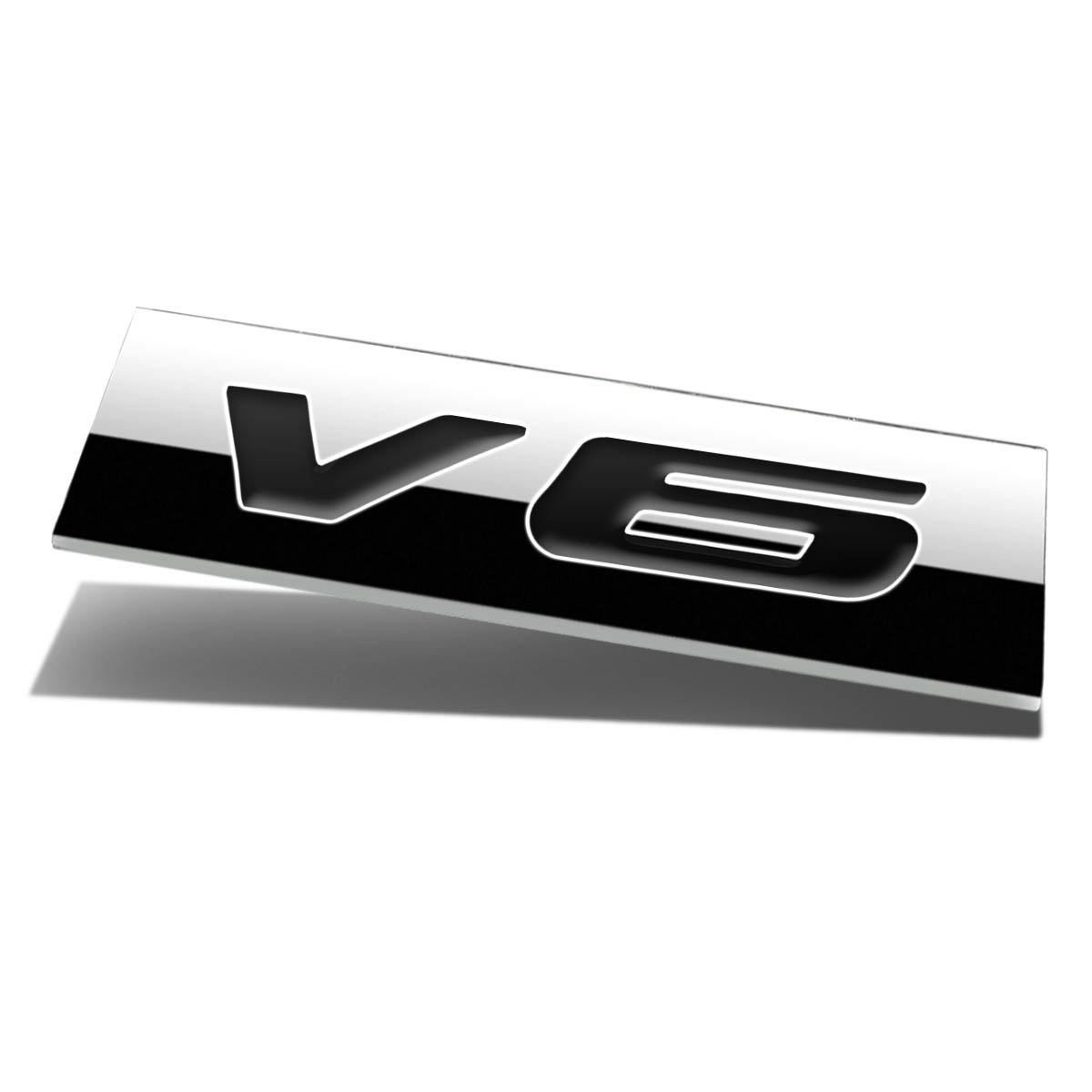 Auto Dynasty Chrome Finish Metal Emblem V6 Badge (Black Letter)