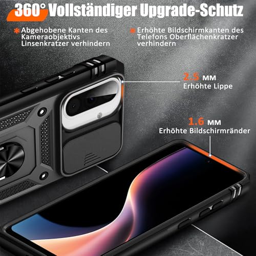 Giyer Panzerhülle für Samsung Galaxy A17 Hülle mit Schutzfolie, Handyhülle A17 4G/5G Case mit Kameraschutz 360° Metall Ring Ständer… – Ansicht 3