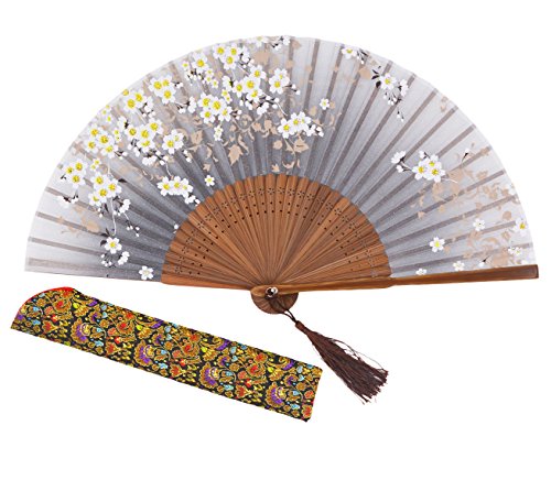 japanese large fans - meifan Chinese/Japanese Handmade Handheld Folding Fan (Gray-A)