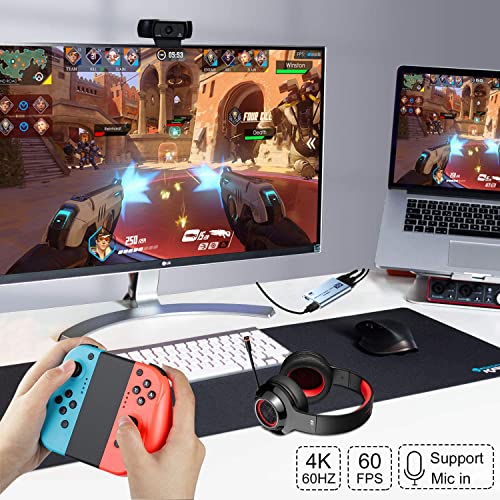 Image of Rybozen 4K Audio Video Capture Card, USB 3.0 HDMI Video Capture Device, Full HD 1080P for Game Recording, Live Streaming Broadcasting