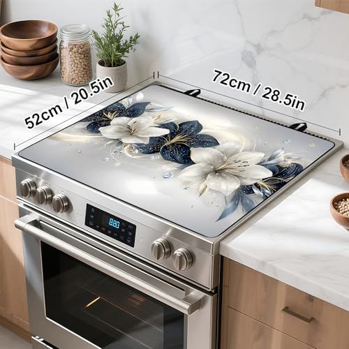 Image of Stove Top Cover Retro Flower Gas Stove Top Cover for Home Decoration Kitchen Pad Non-Stick Washable Cooktop Covers Countertop Protector Keep Stove Clean 28 inchx20 inch (Flower)