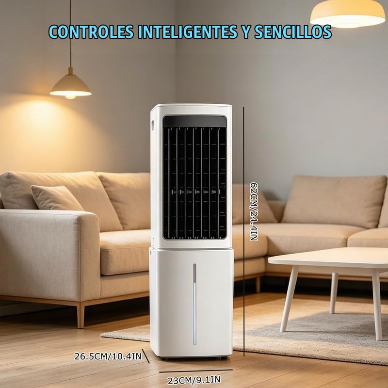 12L Enfriador De Aire PortáTil, 3 Velocidades, Aire Acondicionado PortáTil con Control Remoto, Temporizador De 7,5h, DepóSito De Agua ExtraíBle, Climatizador Evaporativo para Casa Oficina