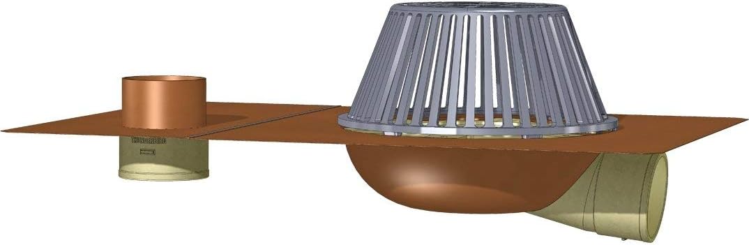 Side Outlet Roof Drain with Overflow Fitting Size 2" Threaded Adapter