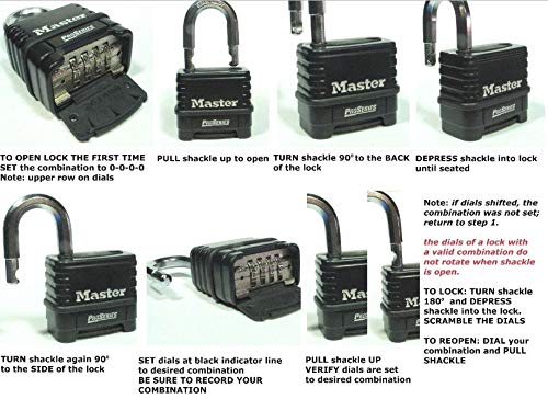 Masterlock 1178D Combination Padlock, Die Cast Body, 3 Pack Black/Silver (Keyed Different) #TOP5
