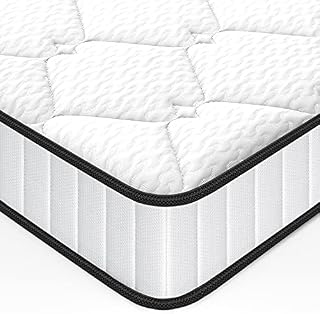 BedStory Double Mattress, Bedding Mattress with Breathable Fabric Sleeping Mattress with High-density Support Foam Medium Firm Spring Coil Mattress in a Box (White,135x190x16cm)