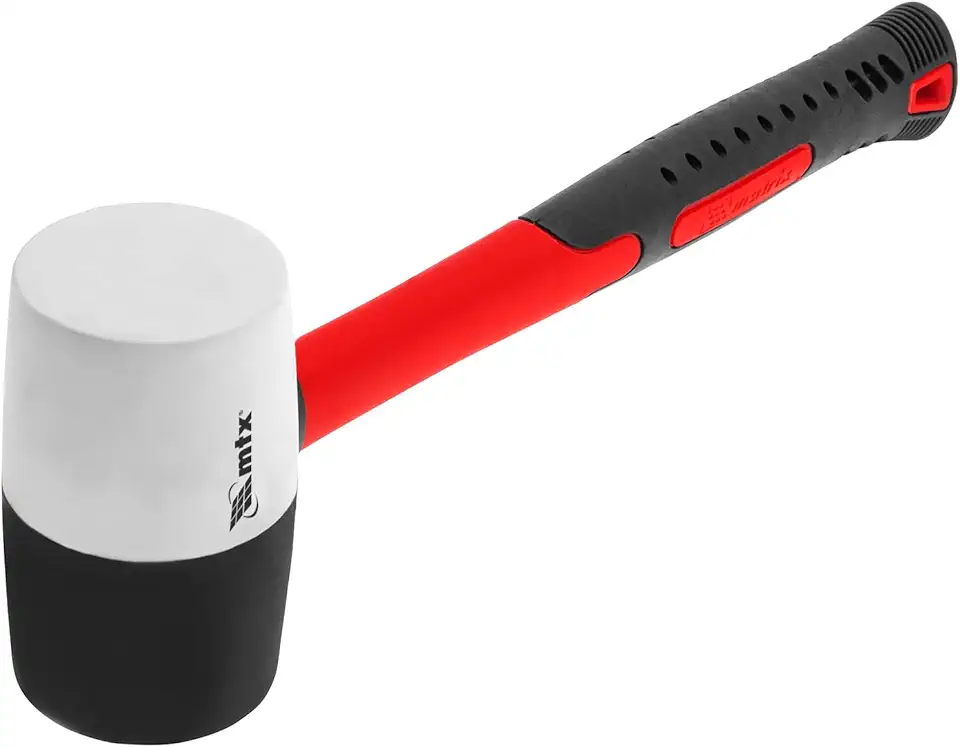 MTX Martelo de Borracha Preta e Branca 225 g – Cabo em Fibra de Vidro Antiderrapante
