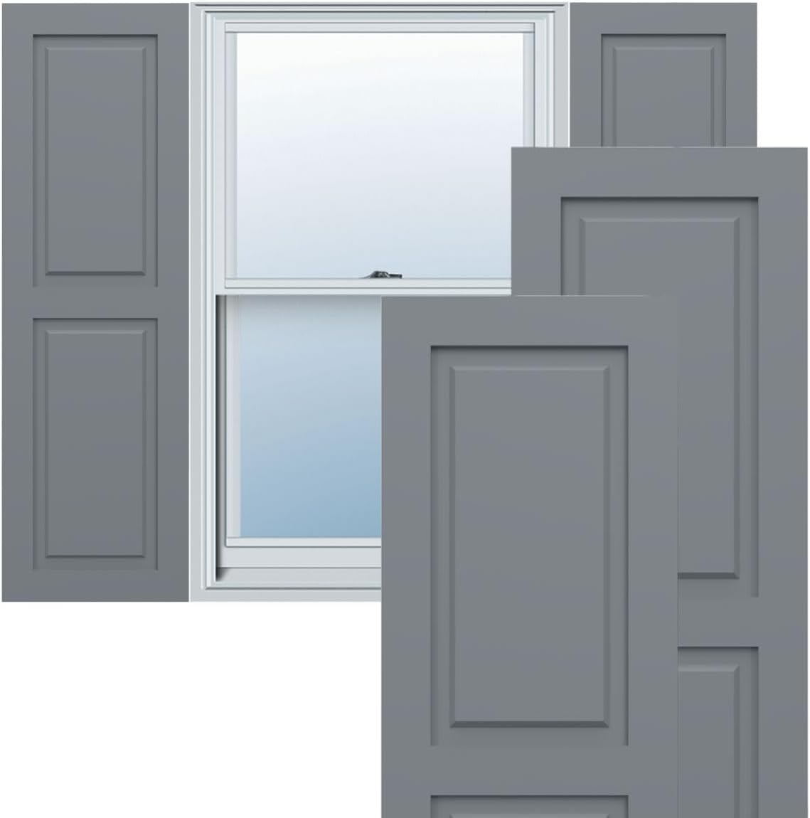18"W x 40"H True Fit PVC Two Equal Raised Panel Shutters, Ocean Swell (Per Pair - Hardware Not Included)