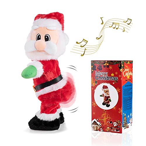 Gfilay Pai Natal Twerking, boneco de 35 cm anime para o Pai Natal cantando música em espanhol, brinquedos de Pai Natal para crianças