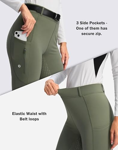 Santiny Women'S Horse Riding Pants Zipper Pockets Silicone Full-Seat Breeches Equestrian Schooling Tights For Women thumb #3