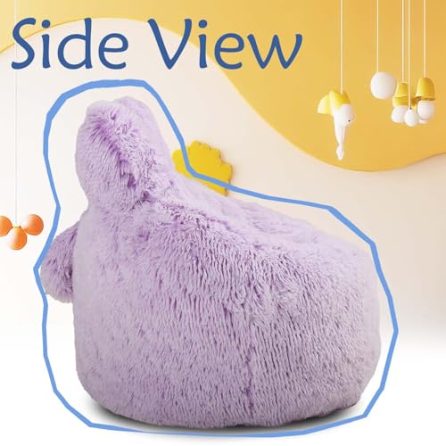 Image of Fluffy Bean Bag Chair for Kids, with Plush Faux Fur Cover, 2.5FT Memory Foam Bean Bag Chairs for Teens & Kids, Ultra Soft Sofa for Living Room /Bedroom /Dorm,Purple