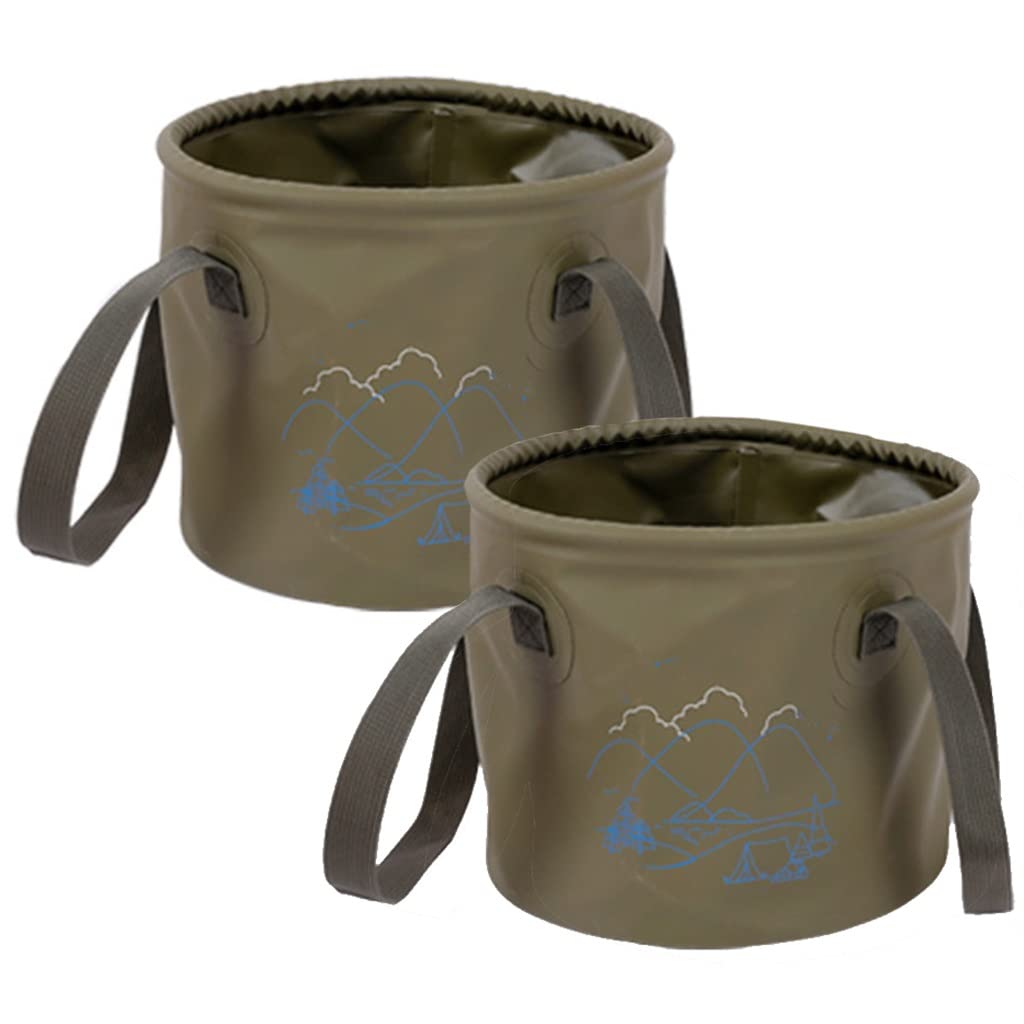 DUNAKE Faltbarer Eimer Strand Putzeimer Mit Griff, 2er-Pack Tragbarer Faltbarer Eimer, Tragbarer Angelwassereimer, Outdoor-Beckeneimer Für Garten, Camping, Autowäsche (Color : /Gray-10L)
