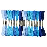 BEAMARKER 16 écheveau de Fil Bleu 7.5 m en Coton 6 brins pour Point de Croix Broderie Bracelets D'Amitié Bricolage Loisirs Créatifs Couture Travaux D'Aiguille Tricot Fabrication de Bracelets