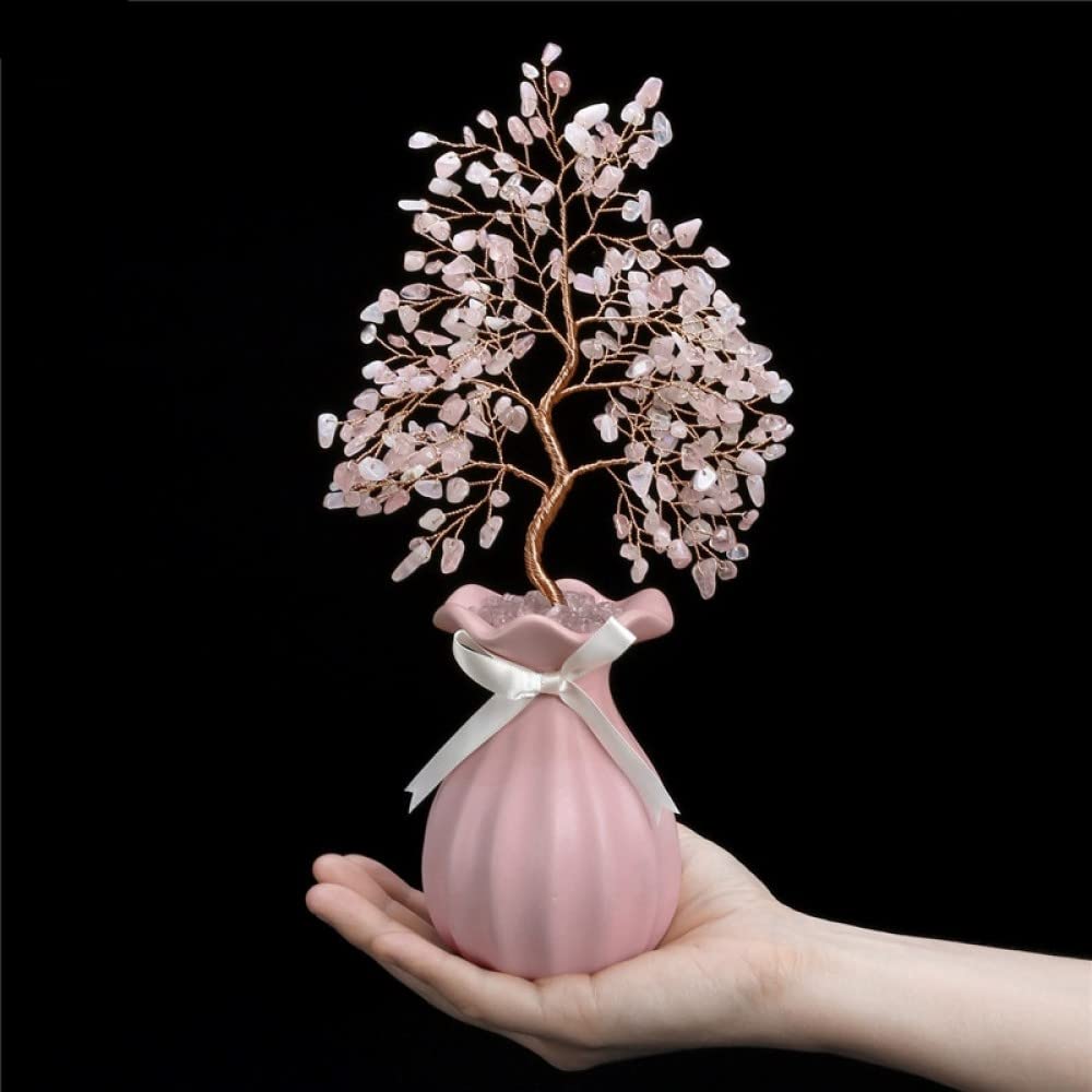 Arbre Feng Shui quartz rose, cadeau idéal pour décoration maison