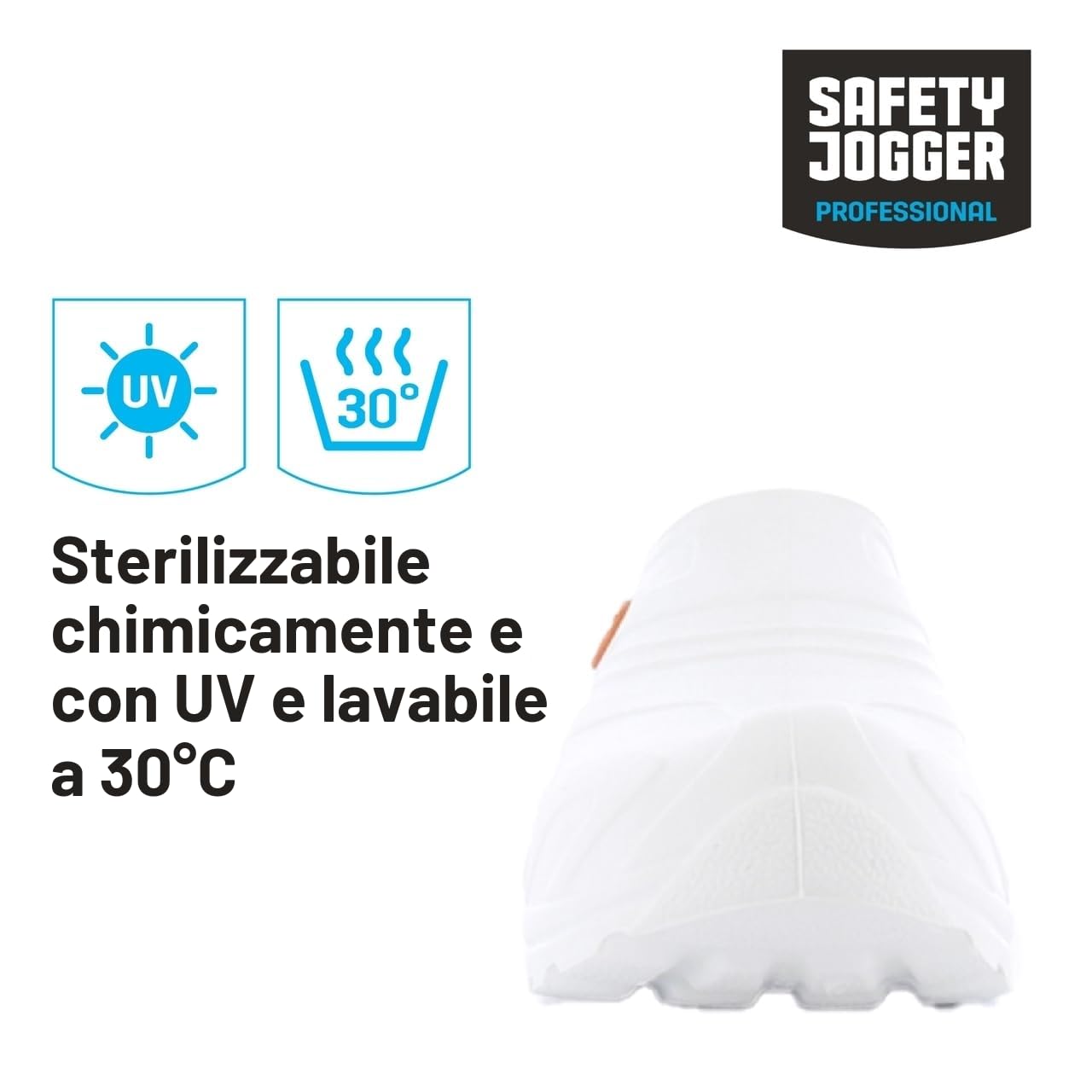 Safety Jogger Zoccolo Leggero Uomo e Donna 39 - OXYVA - Zoccoli Antiscivolo, antibatterici, antistatici e antifungini, Scarpe di Sicurezza, Oxypas, Bianco