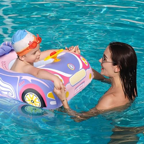 Car Baby Pool Float, Thick PVC Baby Swim Floats, Toddler Pool Floats, Inflatable Baby Swimming Float Seat Boat with Steering Wheel for Kids 12-18 Months, 12-24 Months 1-4 Years Old (Pink) by BOffer - Image 6