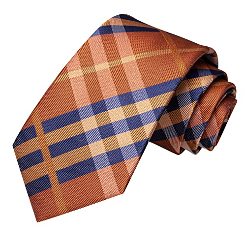Image of Hi-Tie Men Silk Ties Set with Flower Lapel Pin Necktie Pocket Square Cufflinks for Tuxedo Wedding Business