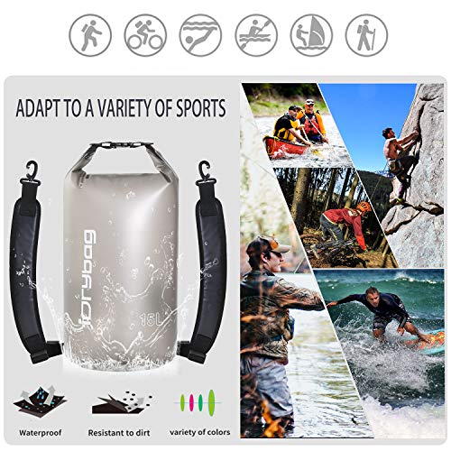 IDRYBAG Clear Dry Bag Waterproof Floating 2L/5L/10L/15L/20L, Lightweight Dry Sack Water Sports, Marine Waterproof Bag Roll Top for Kayaking, Boating, Canoeing, Swimming, Hiking, Camping, Rafting