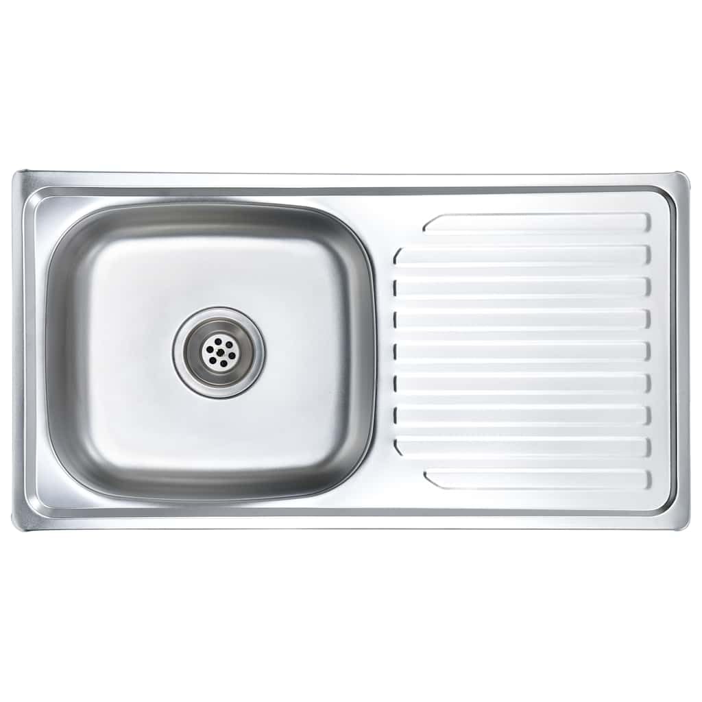 vidaXL Einbauspüle mit Sieb Siphon Schallschutzpolster Spüle Spülbecken Küchenspüle Edelstahlspüle Waschbecken Küche Edelstahl Silbern