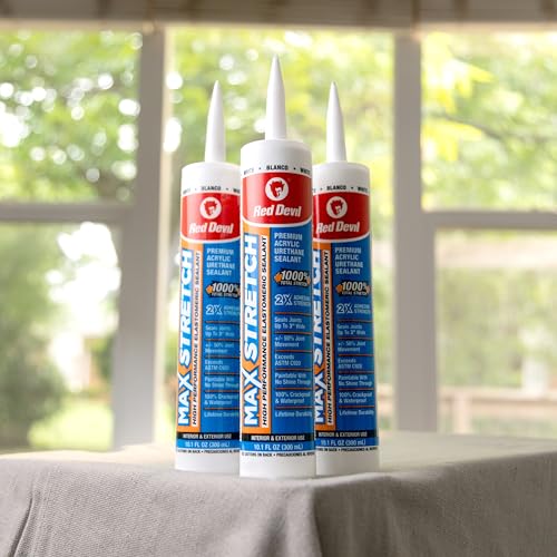 Red Devil 0907 MAX Stretch Acrylic Urethane Elastomeric Sealant, 10.1 oz., White, 12 Pack by Red Devil - Used condition - Image 3