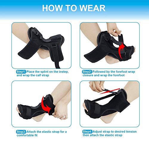 Plantar Fasciitis Night Splint Foot Drop Orthotic Brace, Adjustable Elastic Dorsal Night Splint for Plantar Fasciitis, Orthotic Brace Sleep Support Pain Relief from Tendonitis, Heel, Arch (Red)
