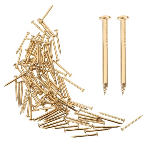 ULDIGI Clavos de Latón Dorado Función de Sujeción Práctica para Muebles y Cajas Decorativas 100 Cabeza Redonda, Tamaño 1.2x15mm para Bricolaje en Casa