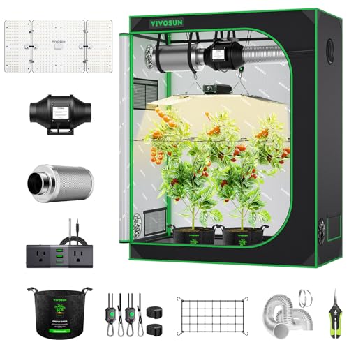 VIVOSUN Grow Tent Kit 2x4 Complete System, WiFi-Controlled Grow System with Full Spectrum LED Grow Light, Automatic Ventilation, GrowHub Outlet A22 with Temperature and Humidity Sensor