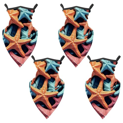 4 Pieces Cooling Neck Gaiter Face Cover for Sun Protection Starfish Face Mask Reflective for Men Women Fishing Cycling Hiking