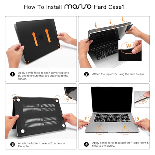 Image of MOSISO Compatible with MacBook Air 15 inch Case M4 M3 M2 2025 2024 2023 Release A3241 A3114 A2941 with Touch ID, Plastic Hard Shell Case&Keyboard Cover&Screen Protector&Storage Bag, Translucent